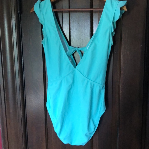 Marina West | Aqua one-piece V-neck bathing suit | size M - Picture 6 of 7